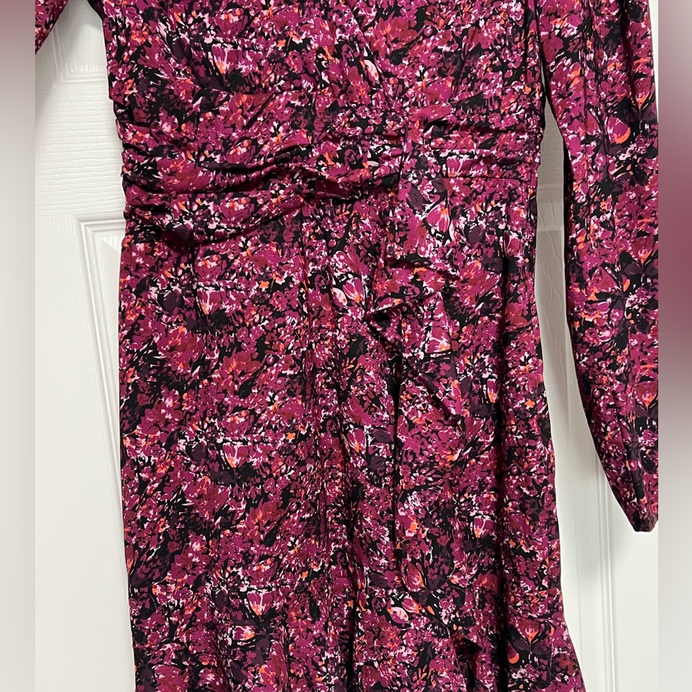 PARKER floral Alison dress long sleeve in cranberry women’s size 4 - Picture 6 of 11